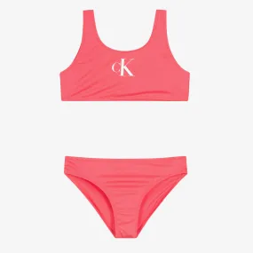 Girls Pink Monogram Logo Bikini