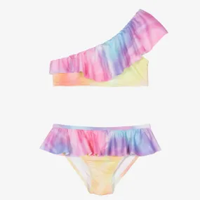 Girls Purple Ombre Ruffle Bikini