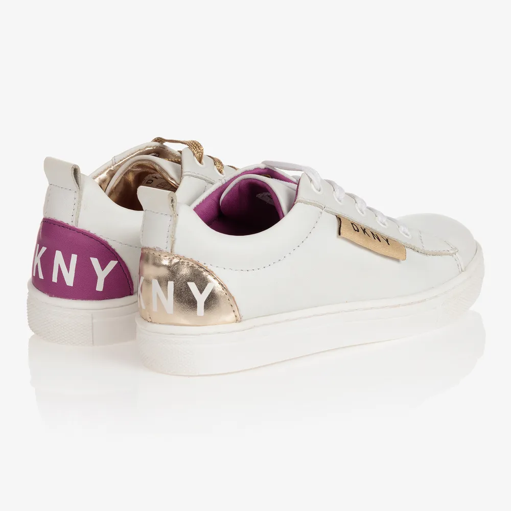 Girls White Leather Trainers