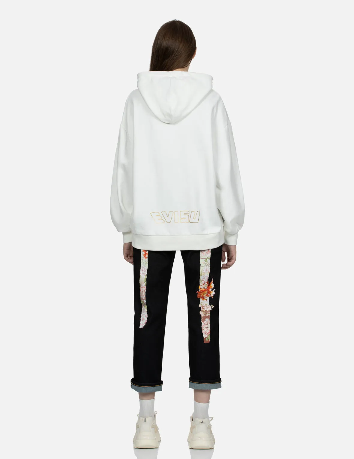 Goldfish and Floral Flow Print Oversized Hoodie