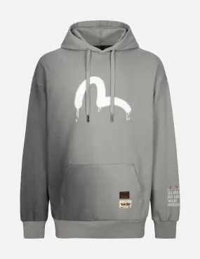 Graffiti Seagull and Slogan print Loose Fit Hoodie