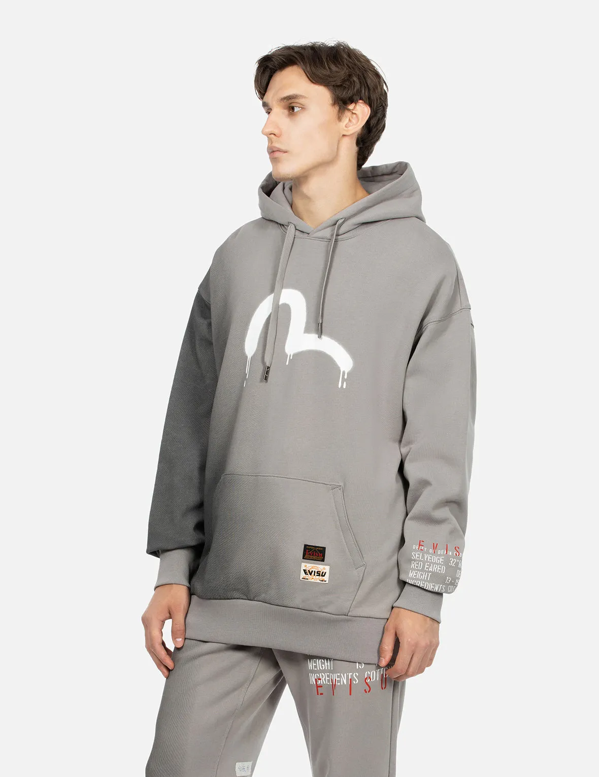 Graffiti Seagull and Slogan print Loose Fit Hoodie