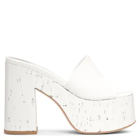 Haus of Honey Lacquer Doll white patent platform mules