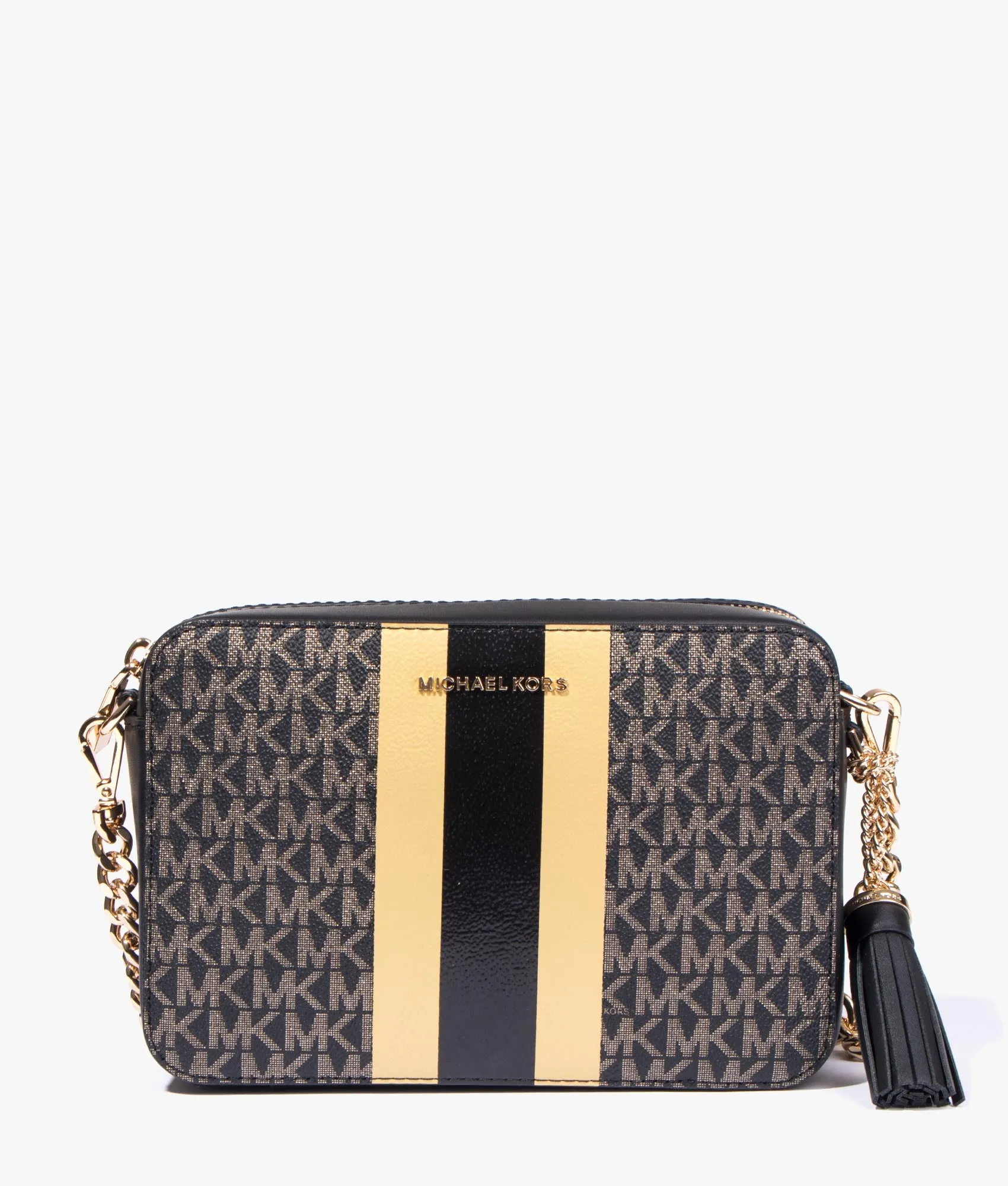 Jet set camera bag in black & gold