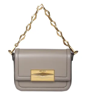 JIMMY CHOO DIAMOND CROSSBODY BAG IN TAUPE COLOR LEATHER