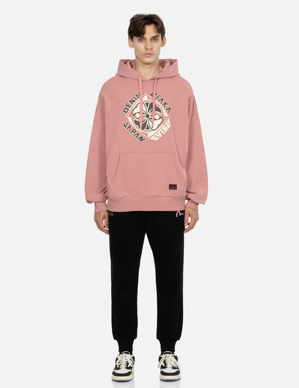 Kamon Print Loose Fit Hoodie