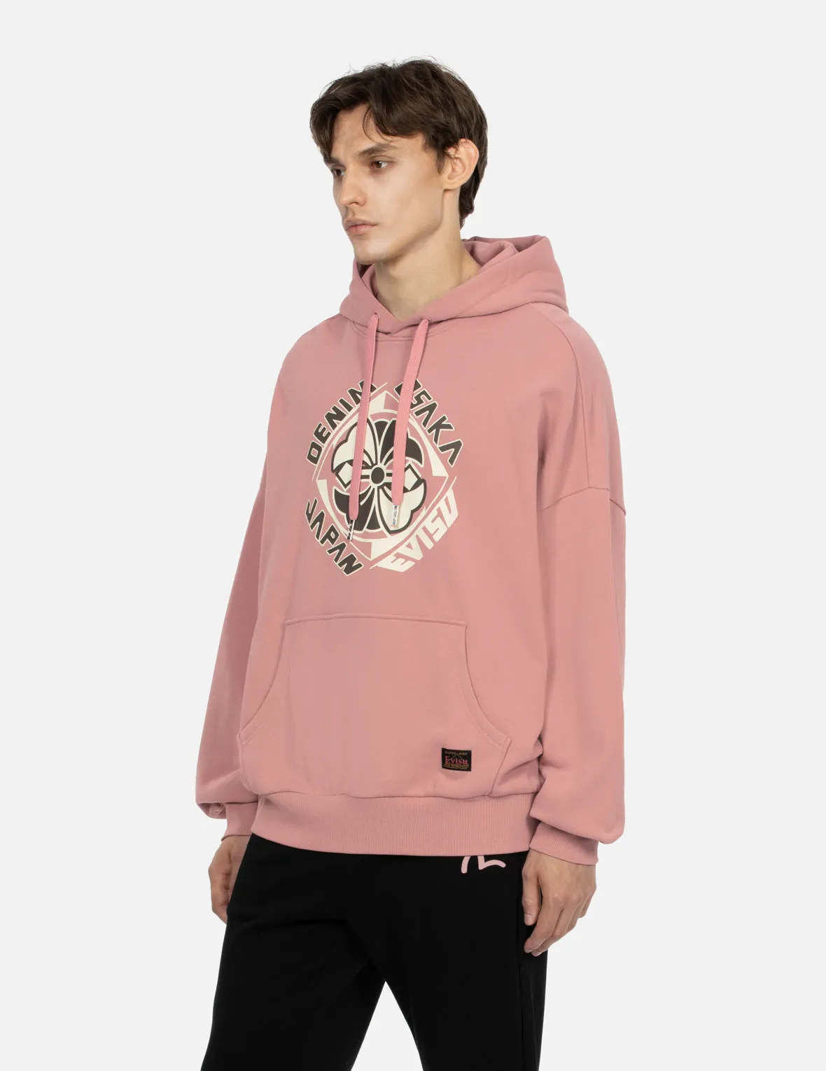 Kamon Print Loose Fit Hoodie