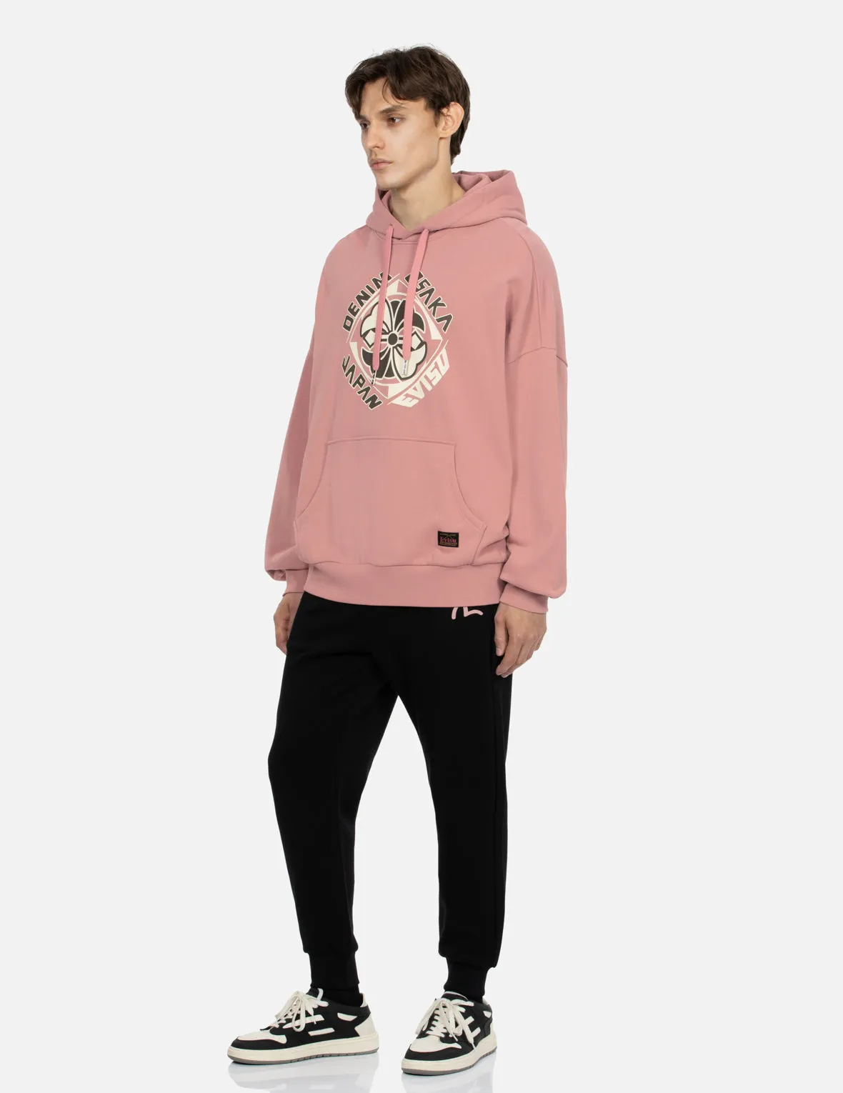 Kamon Print Loose Fit Hoodie