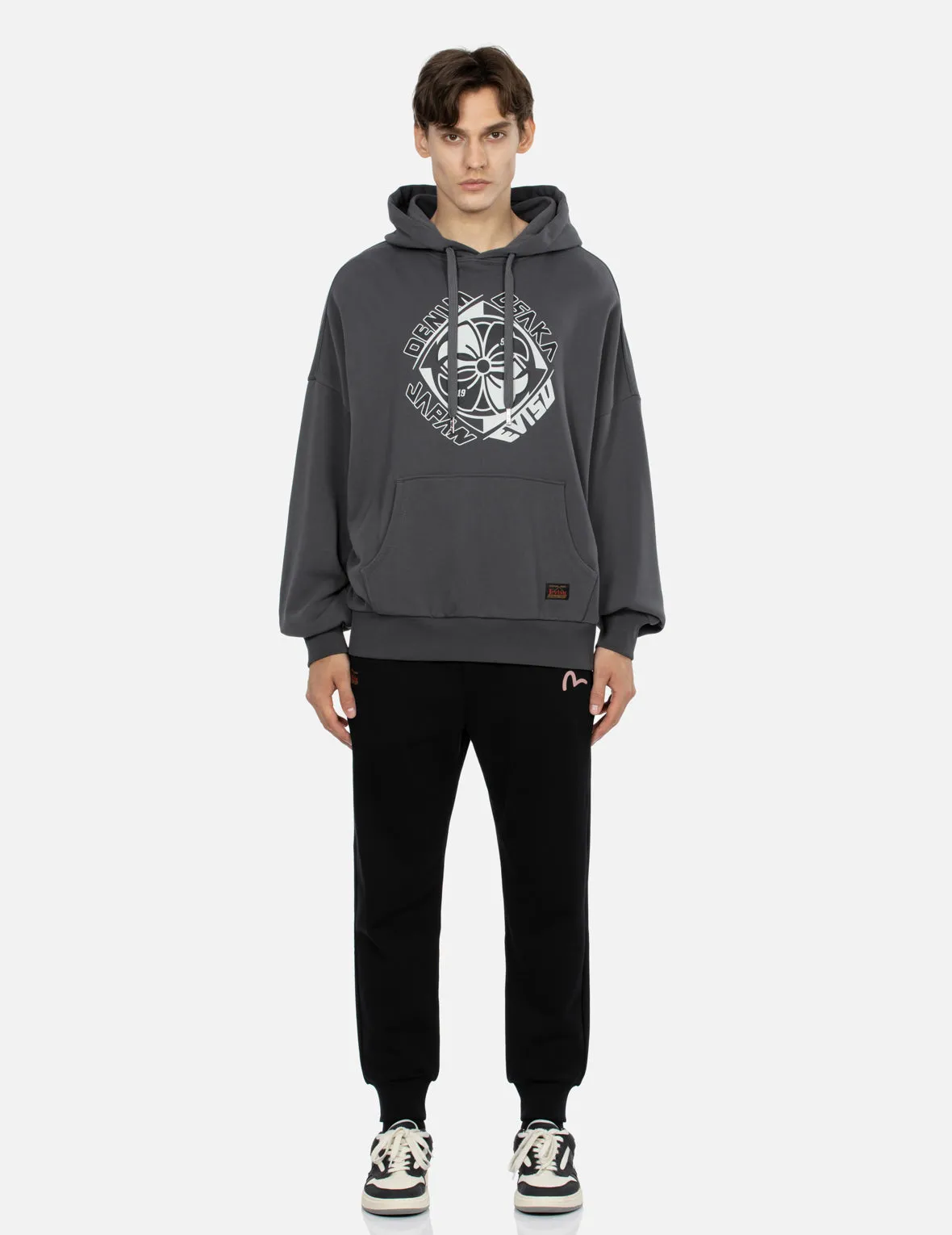 Kamon Print Loose Fit Hoodie