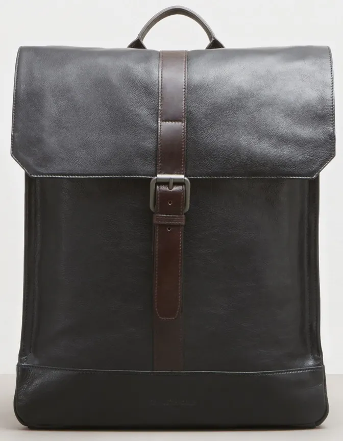 Kenneth Cole Cow Polish Leather Slim Single Gusset Computer Backpack 