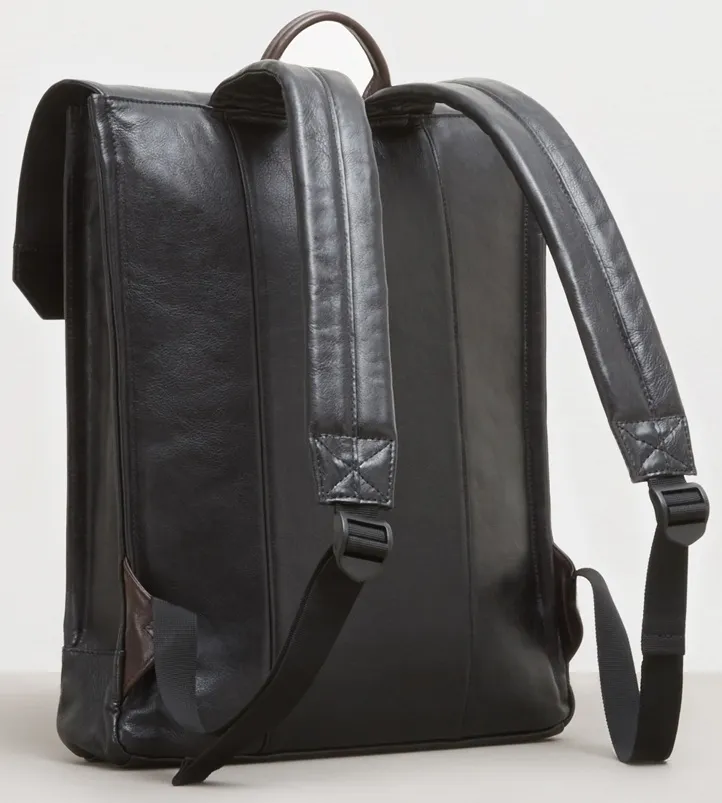 Kenneth Cole Cow Polish Leather Slim Single Gusset Computer Backpack 