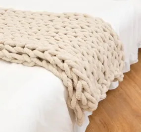 Large Knitted Chenille Throw Blanket