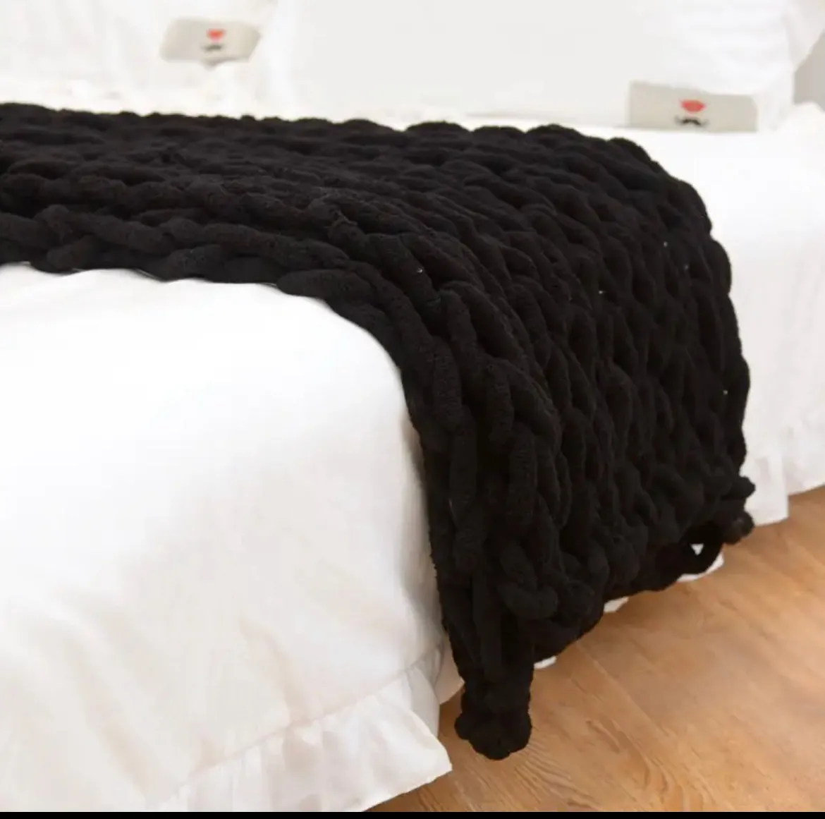 Large Knitted Chenille Throw Blanket