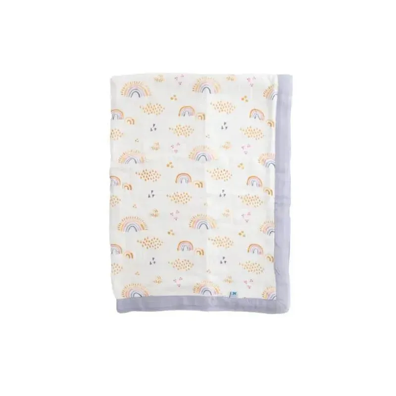 Little Unicorn - Deluxe Muslin Baby Quilt, Rainbows & Raindrops