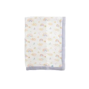 Little Unicorn - Deluxe Muslin Baby Quilt, Rainbows & Raindrops