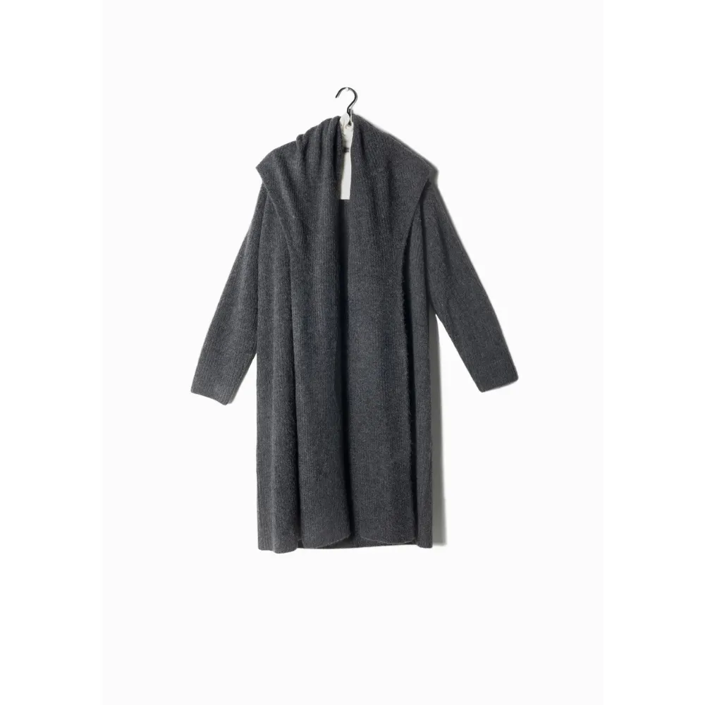 Look By M Collared Charcoal Long Cardigan (Women's)