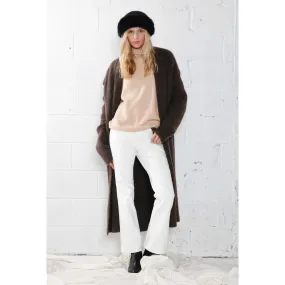 Look By M Collared Mocha Long Cardigan (Women's)