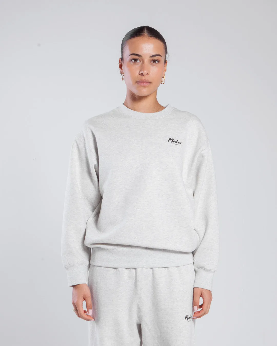 Maha Amsterdam Basic Crew Sweater Heather Grey