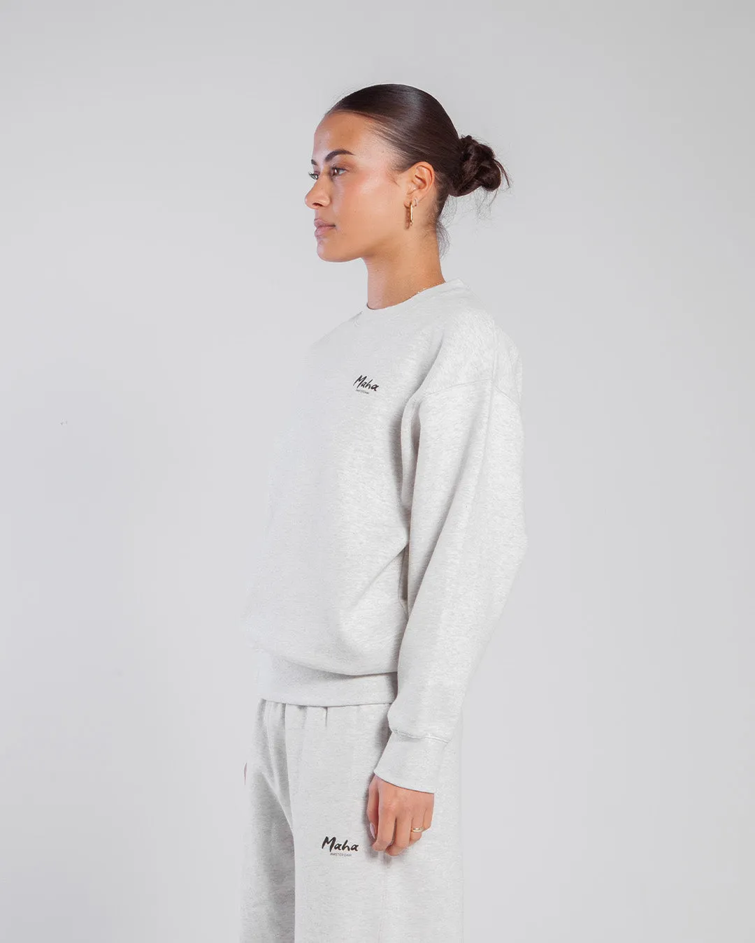 Maha Amsterdam Basic Crew Sweater Heather Grey