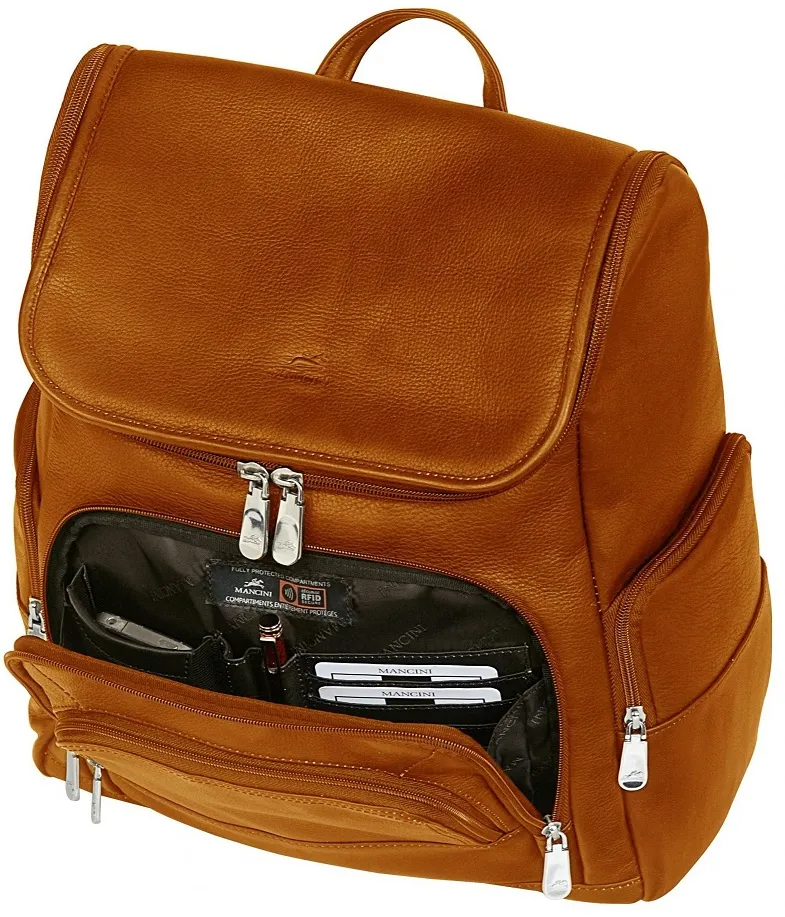 Mancini Colombian Leather Extra Large Laptop Backpack 