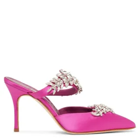 Manolo Blahnik Lurum 90 pink satin mules