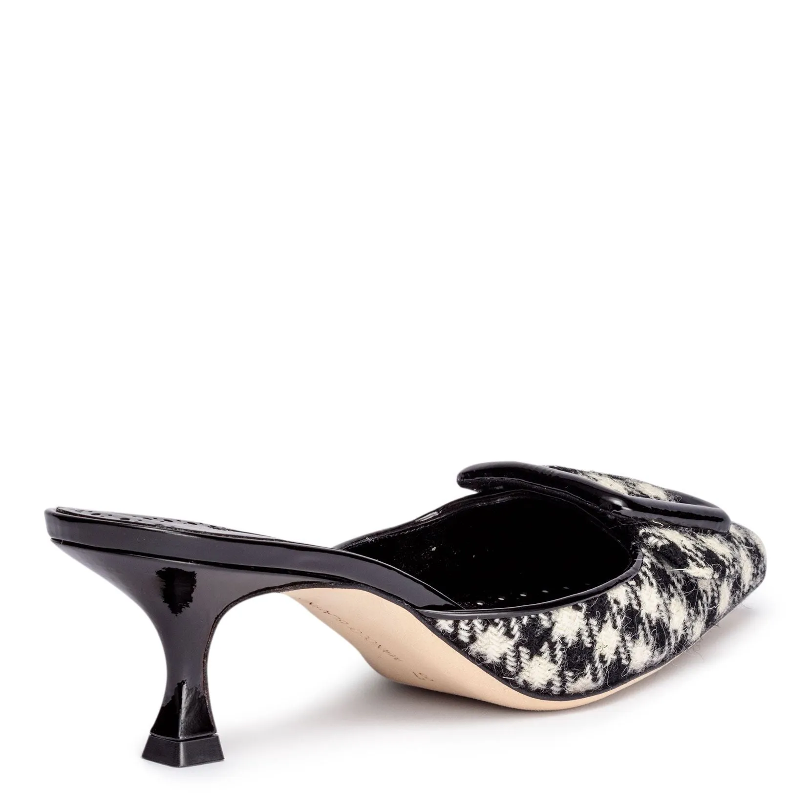 Manolo Blahnik Maysale 50 black and white tweed mules