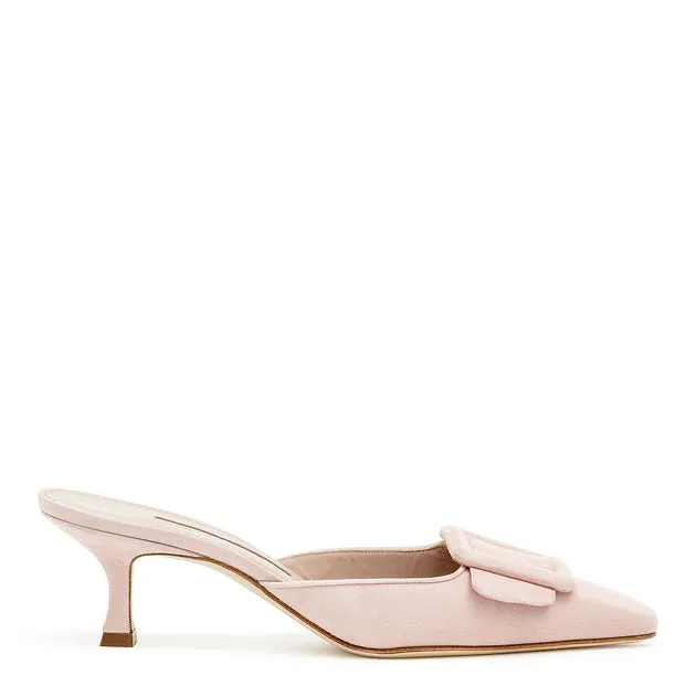 Manolo Blahnik Maysale 50 dusty pink suede mules