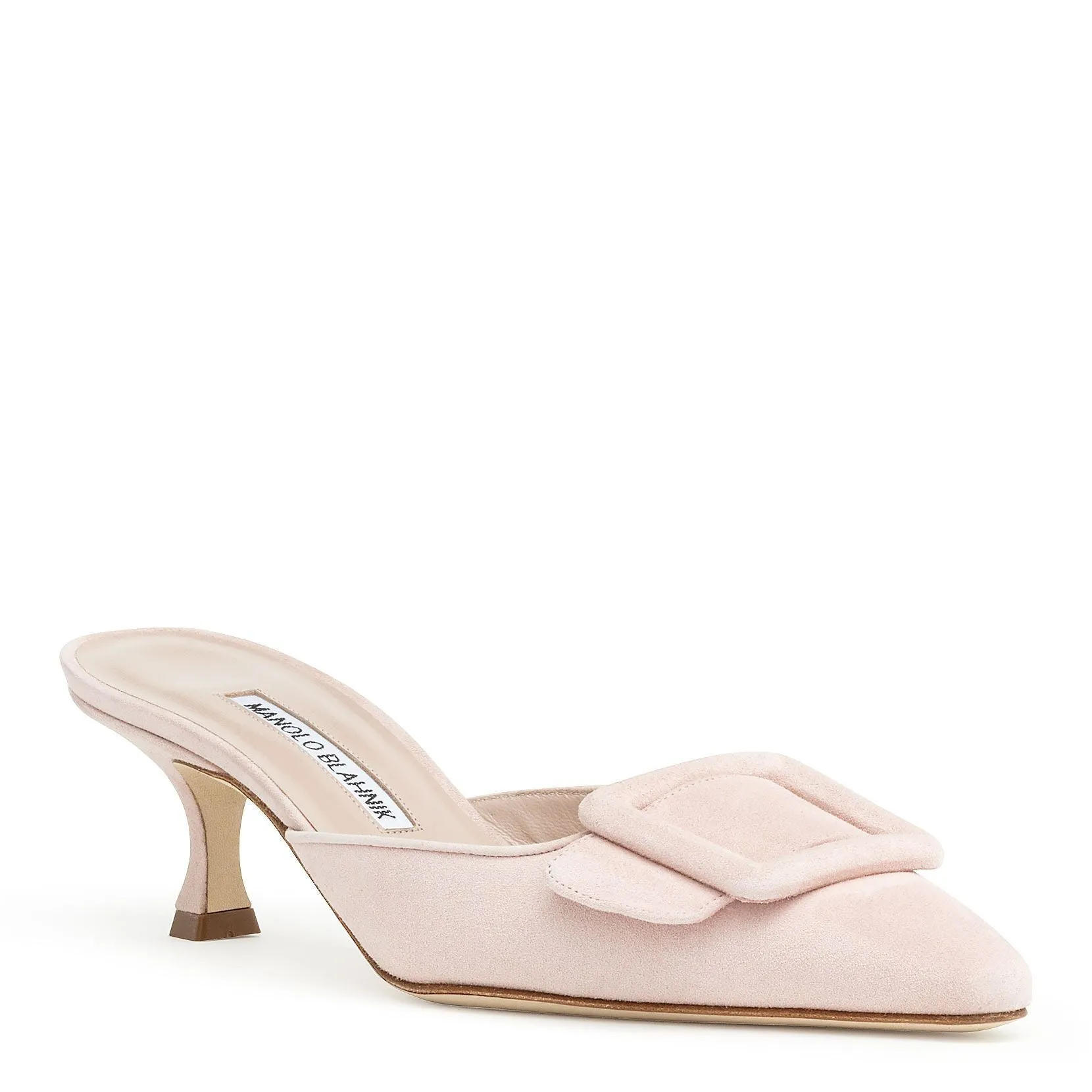 Manolo Blahnik Maysale 50 dusty pink suede mules