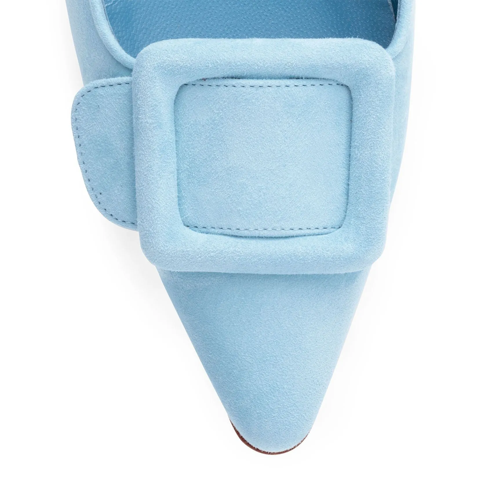 Manolo Blahnik Maysale 50 light blue suede mules