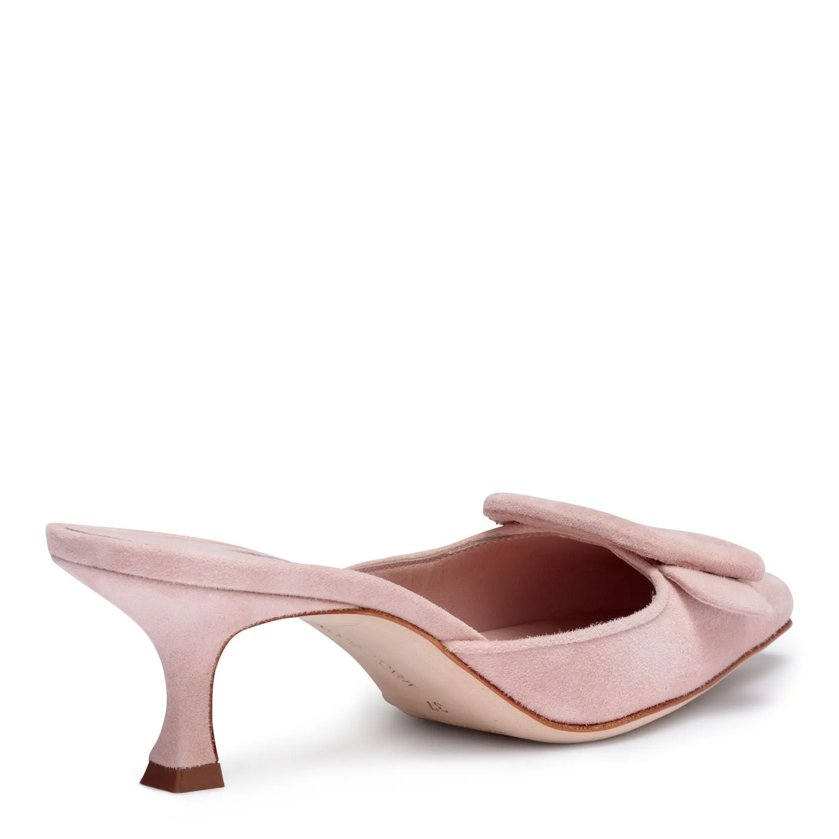 Manolo Blahnik Maysale 50 peonia pink suede mules