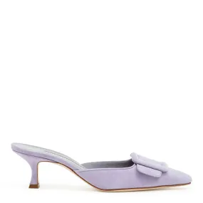 Manolo Blahnik Maysale 50 purple suede mules