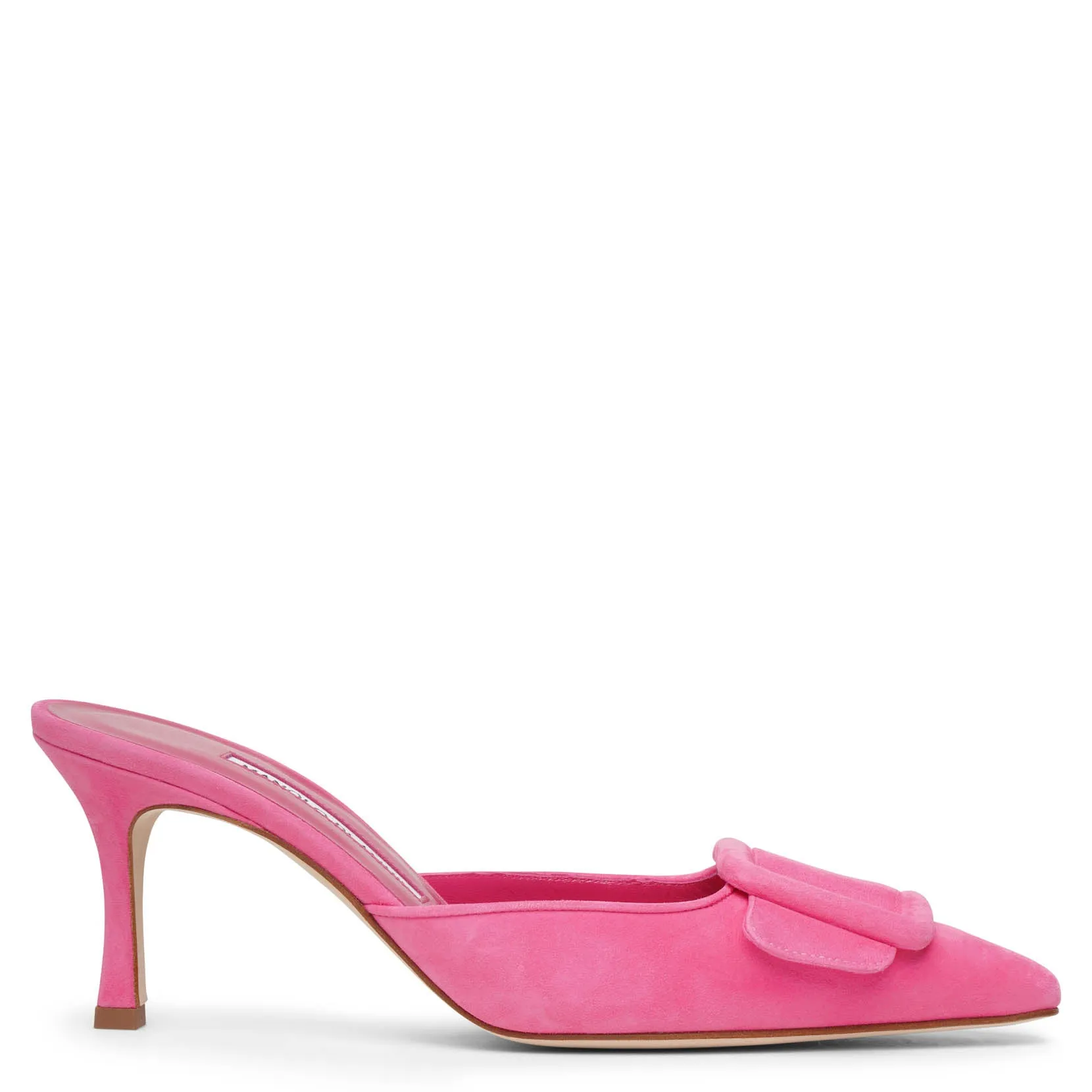 Manolo Blahnik Maysale 70 bright pink suede mules