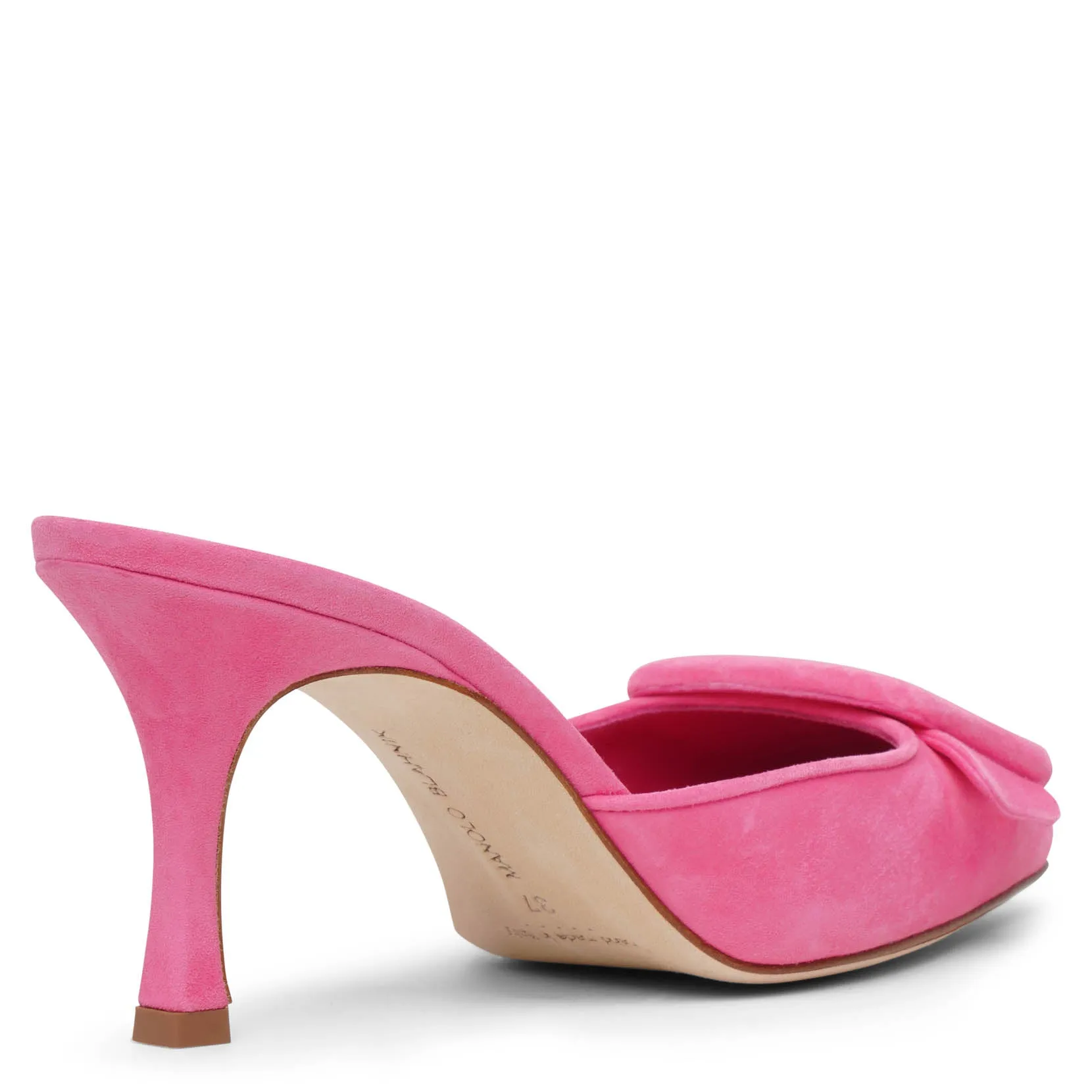 Manolo Blahnik Maysale 70 bright pink suede mules