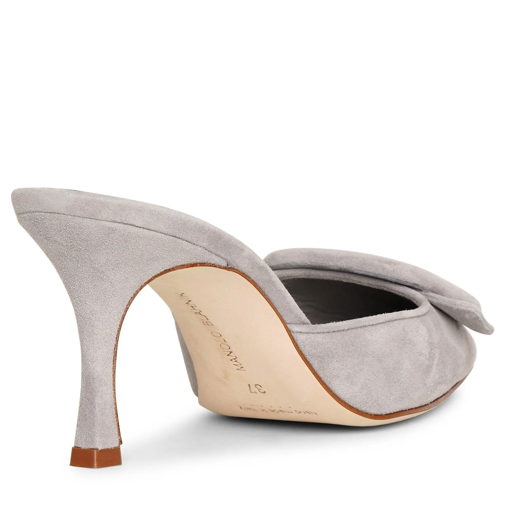 Manolo Blahnik Maysale 70 light grey suede mules