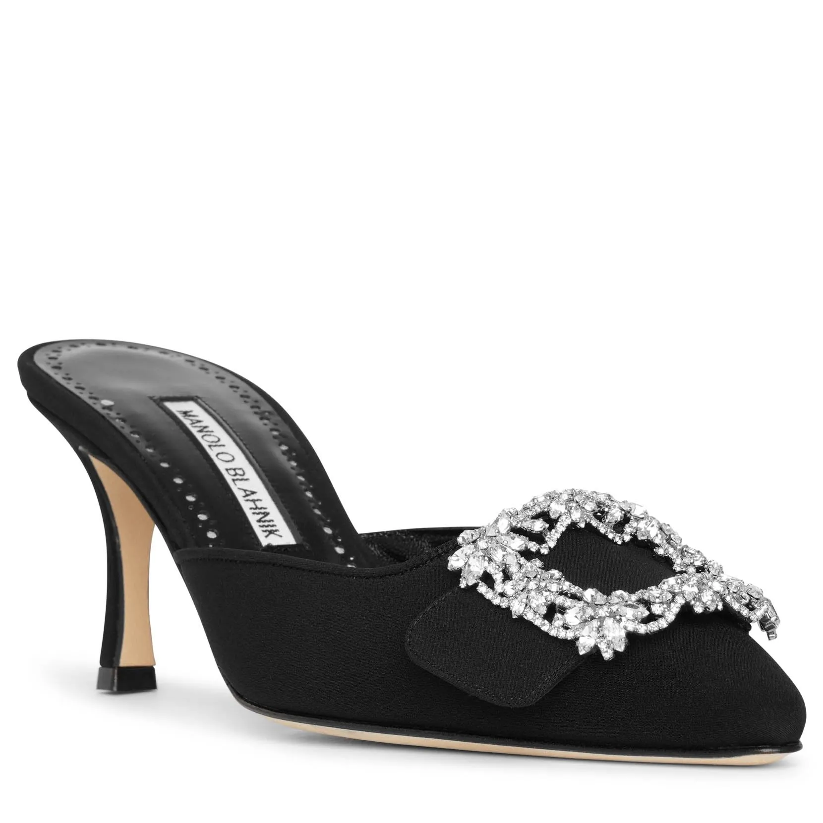 Manolo Blahnik Maysale Jewel 70 crepe satin mules