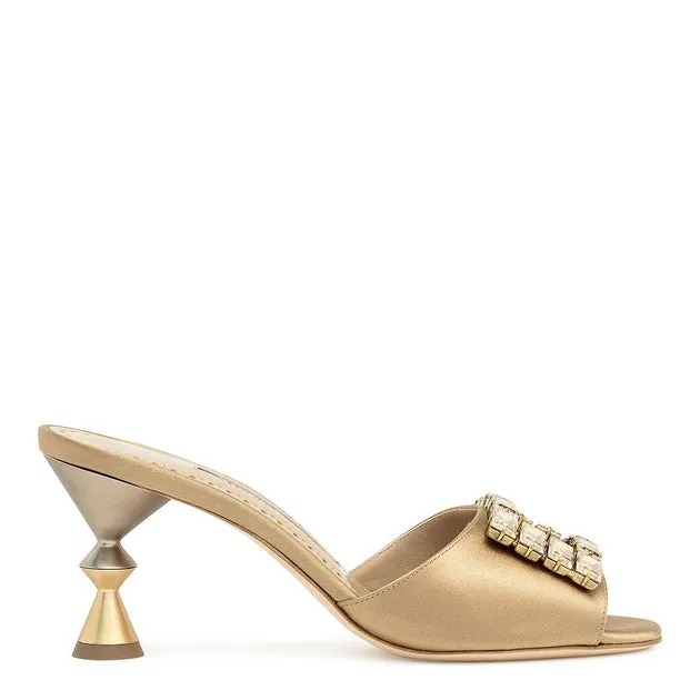 Manolo Blahnik Uliana golden brown satin mules