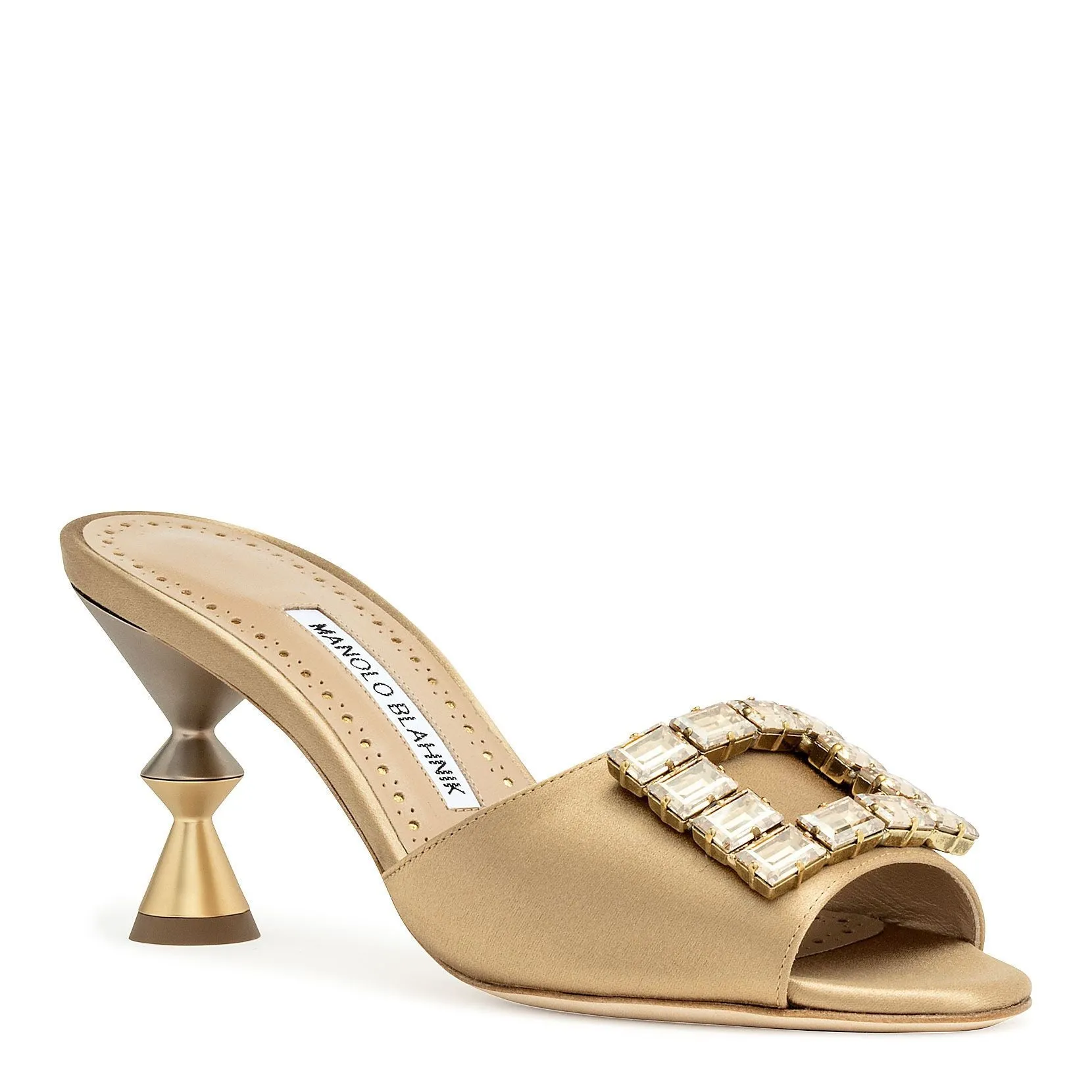 Manolo Blahnik Uliana golden brown satin mules