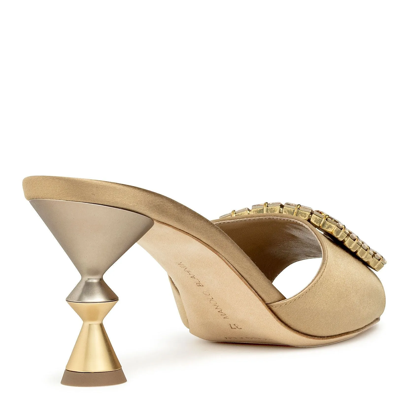 Manolo Blahnik Uliana golden brown satin mules