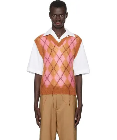 Marni Brown & Pink Argyle Vest