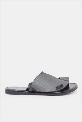 Men Grey And Black Strap Traditional Sandals