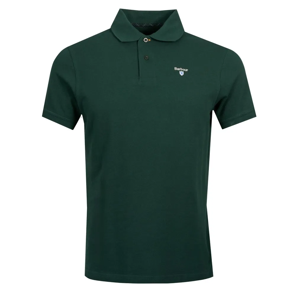 Mens Green Tartan Pique Polo