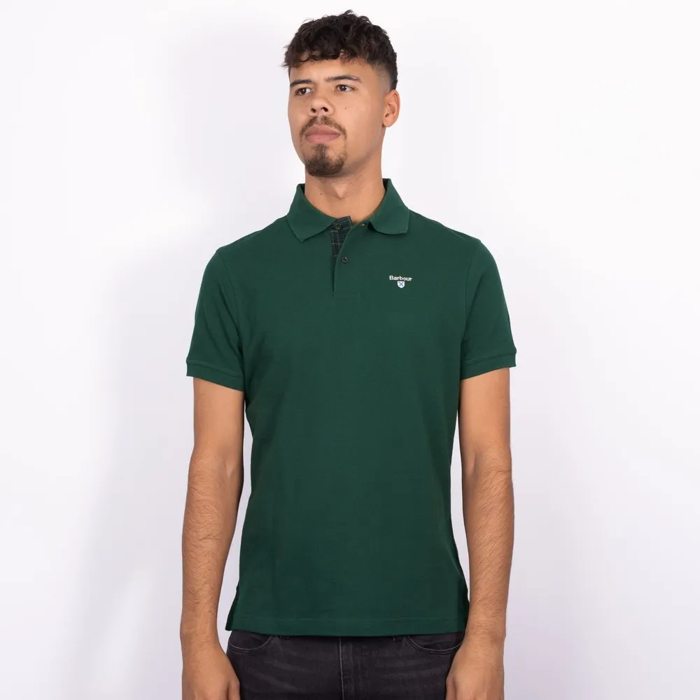 Mens Green Tartan Pique Polo