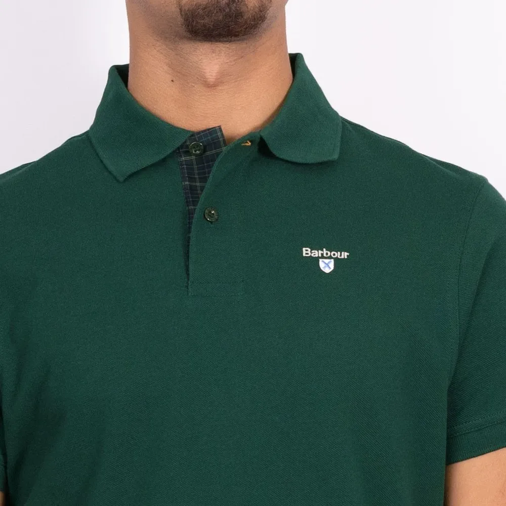 Mens Green Tartan Pique Polo