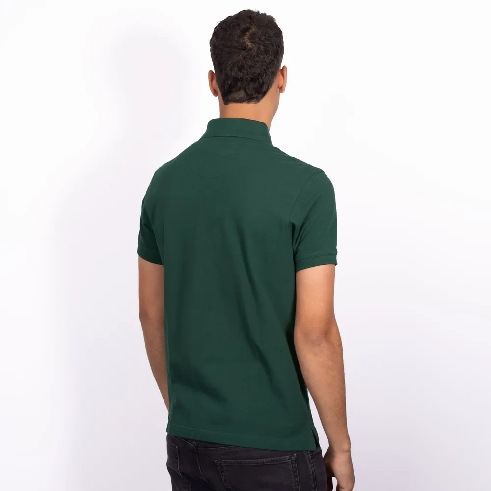 Mens Green Tartan Pique Polo