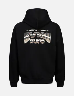 Metallic Effect Logo Print Oversized Hoodie