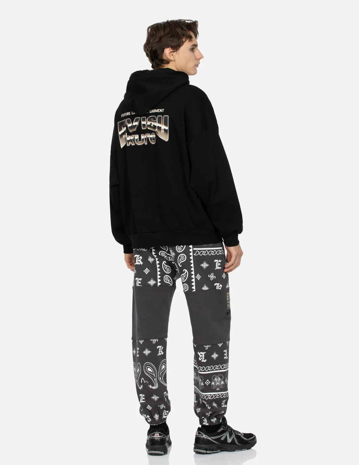 Metallic Effect Logo Print Oversized Hoodie