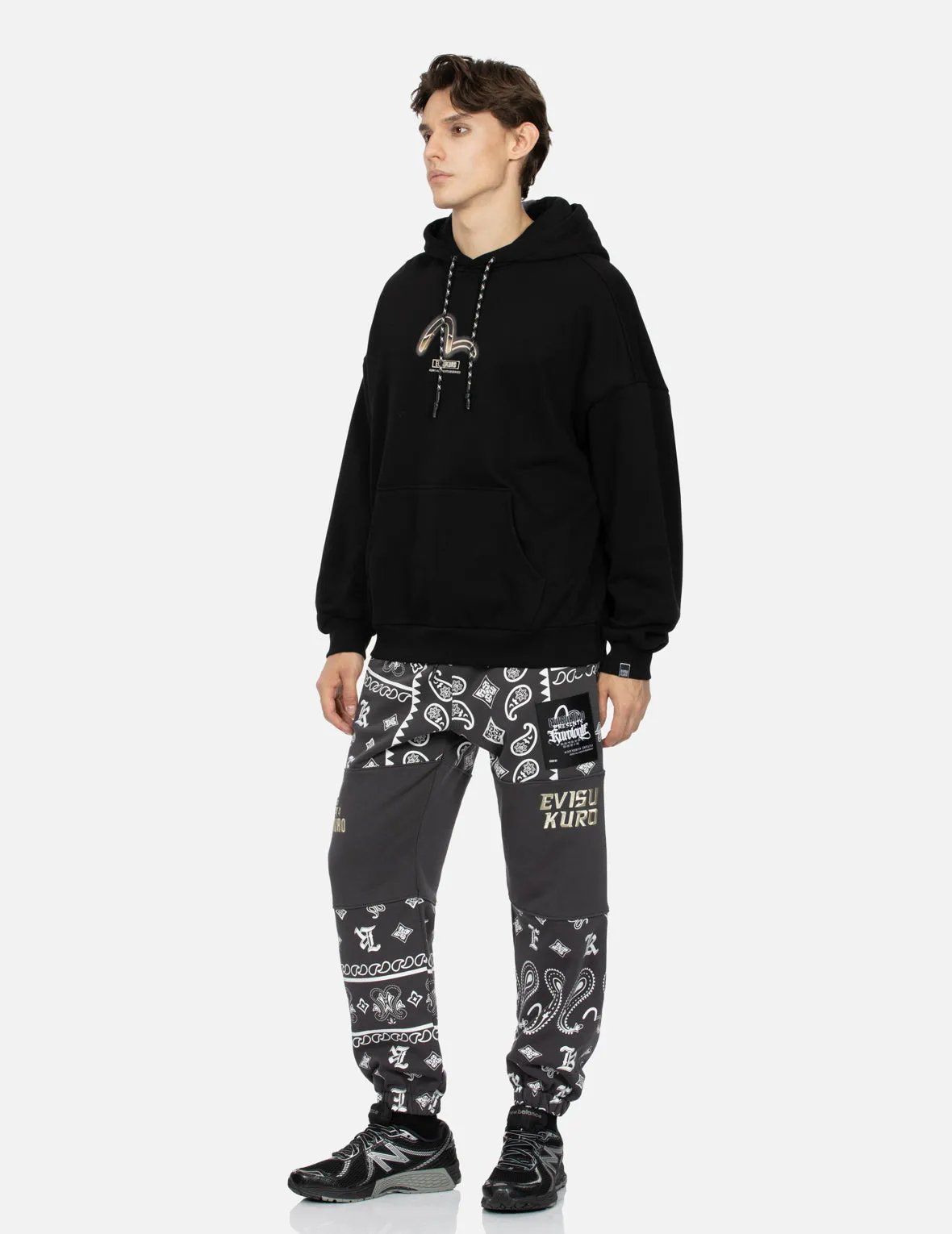 Metallic Effect Logo Print Oversized Hoodie