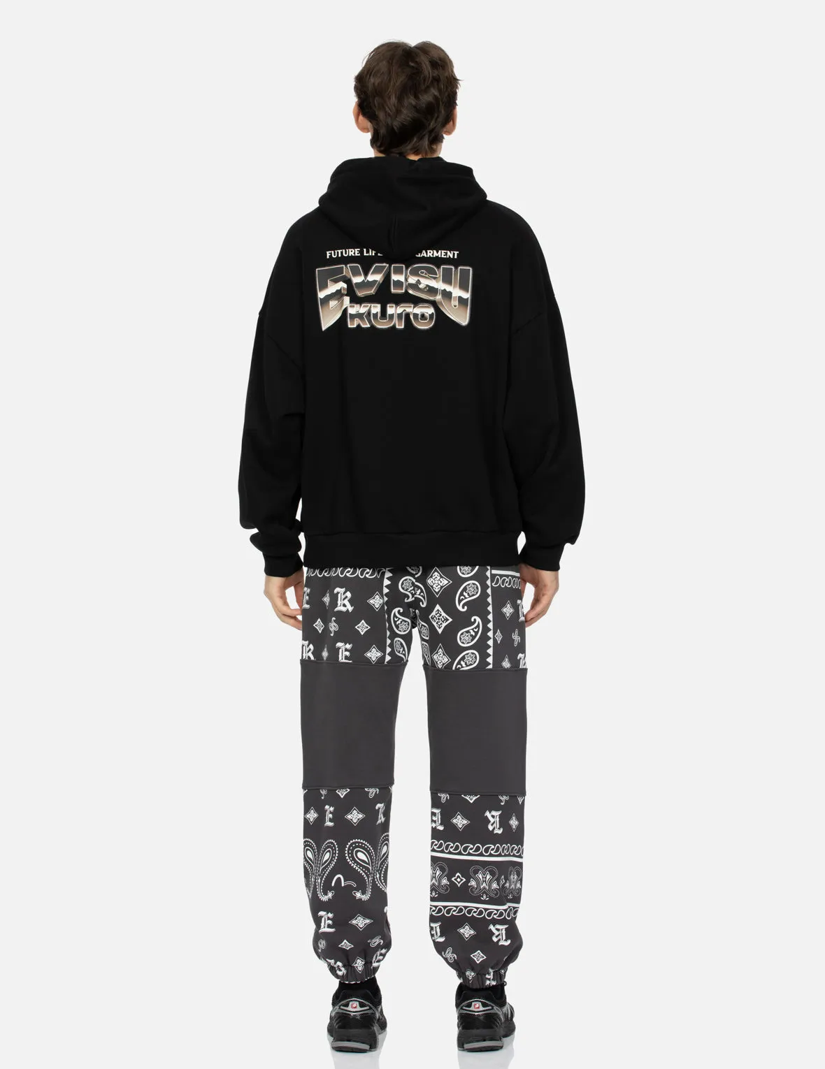 Metallic Effect Logo Print Oversized Hoodie