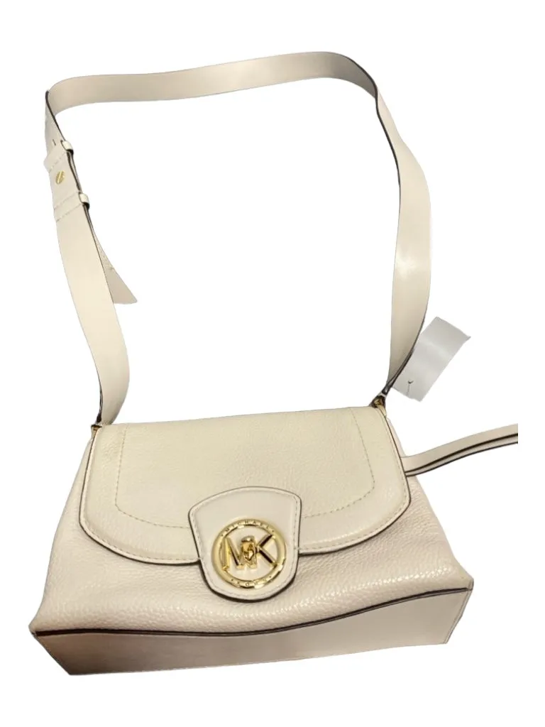 Michael Kors Ivory Leather Pebbled Gold Hardware Shoulder & Crossbody Strap Bag