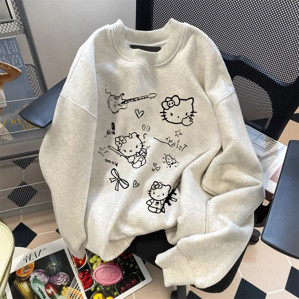 Milk fufu lazy sweet cute kitty cat sweater men and women spring and autumn age-reducing foreign style small inner top